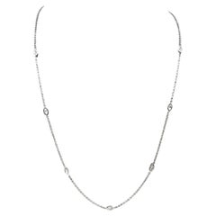Marquise Diamond Station Necklace in 18kt White Gold - 0.55ctw Diamonds, 17"