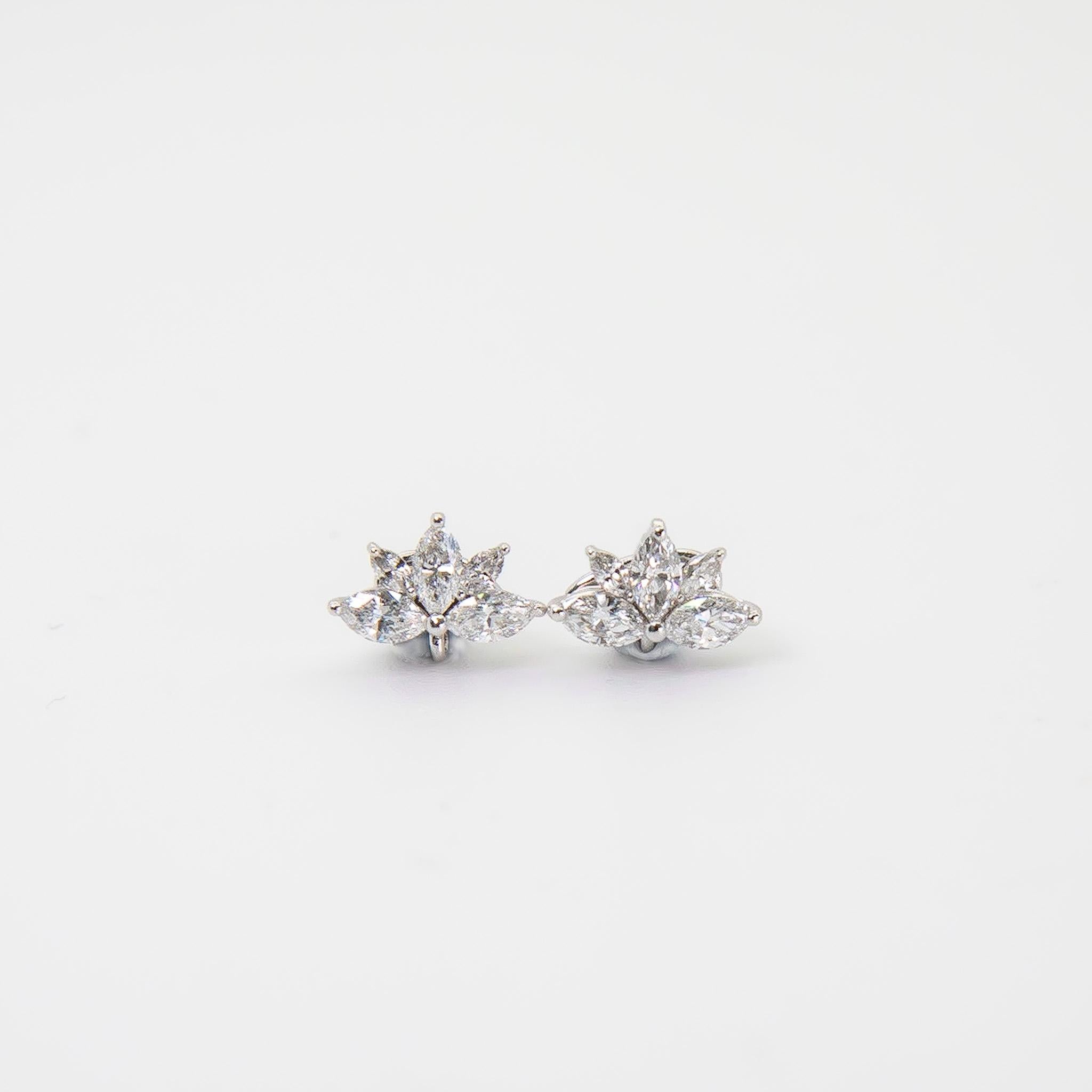 Marquise Cut Marquise Diamond Stud Earrings For Sale