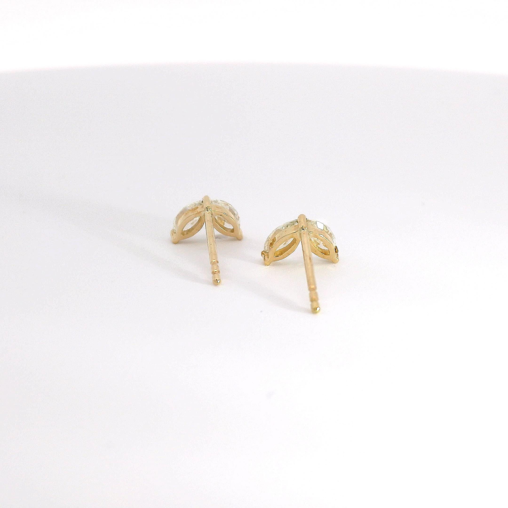 Marquise Diamant-Ohrstecker aus 18K Gelbgold (Marquiseschliff) im Angebot