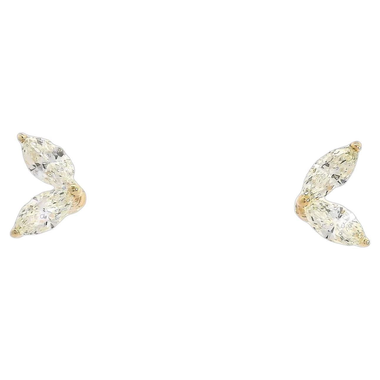Marquise Diamond Stud Earrings in 18K Yellow Gold