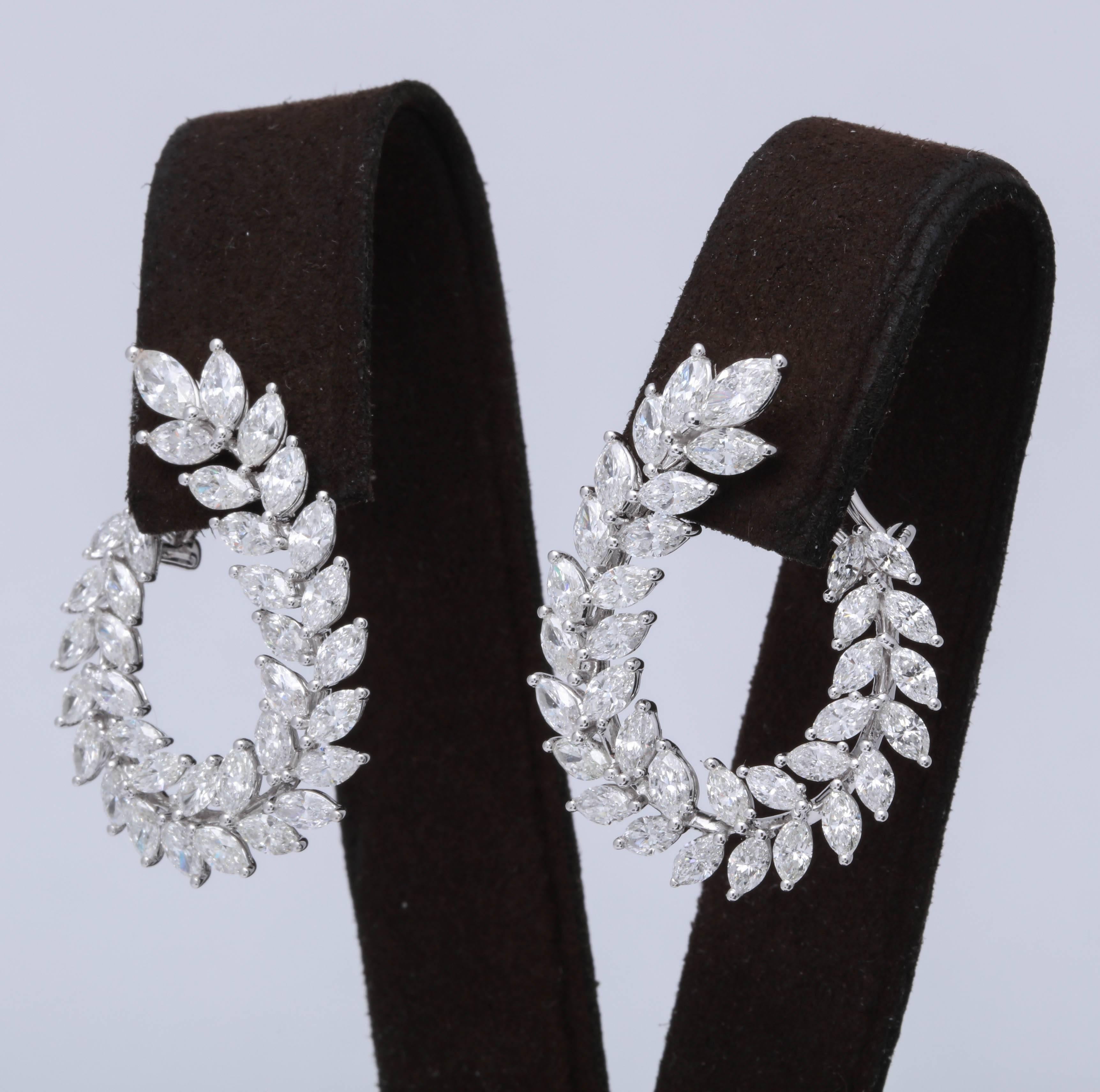 Women's Marquise Diamond Swirl Earring For Sale