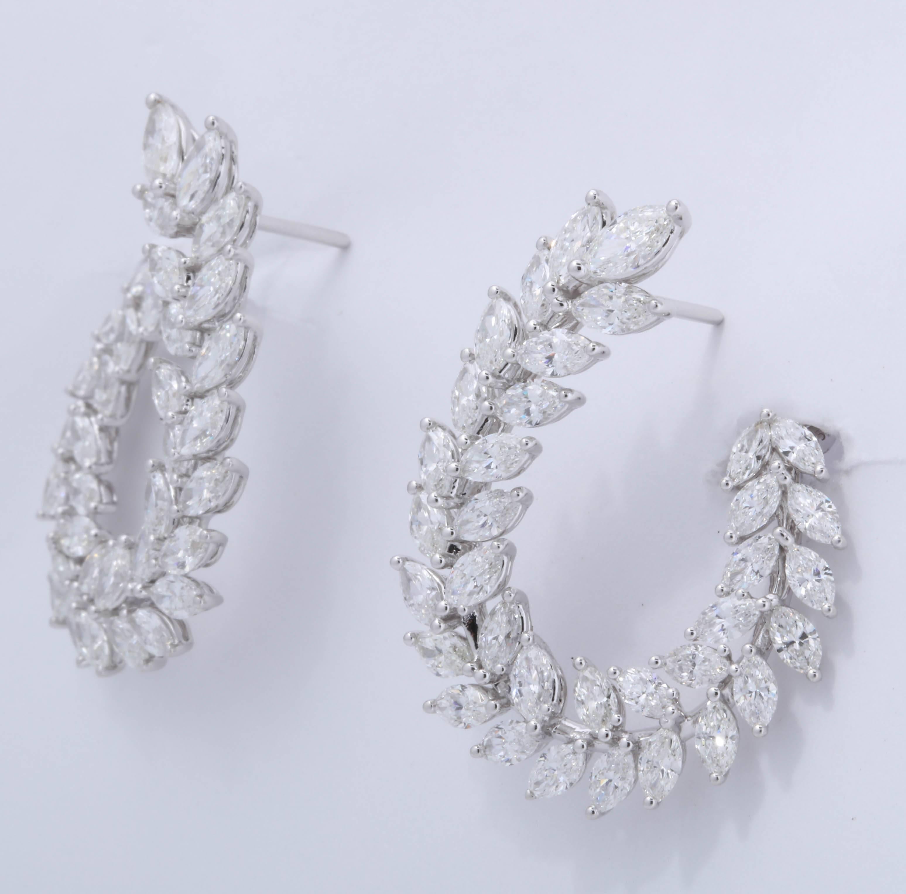 Marquise Diamond Swirl Earring For Sale 3