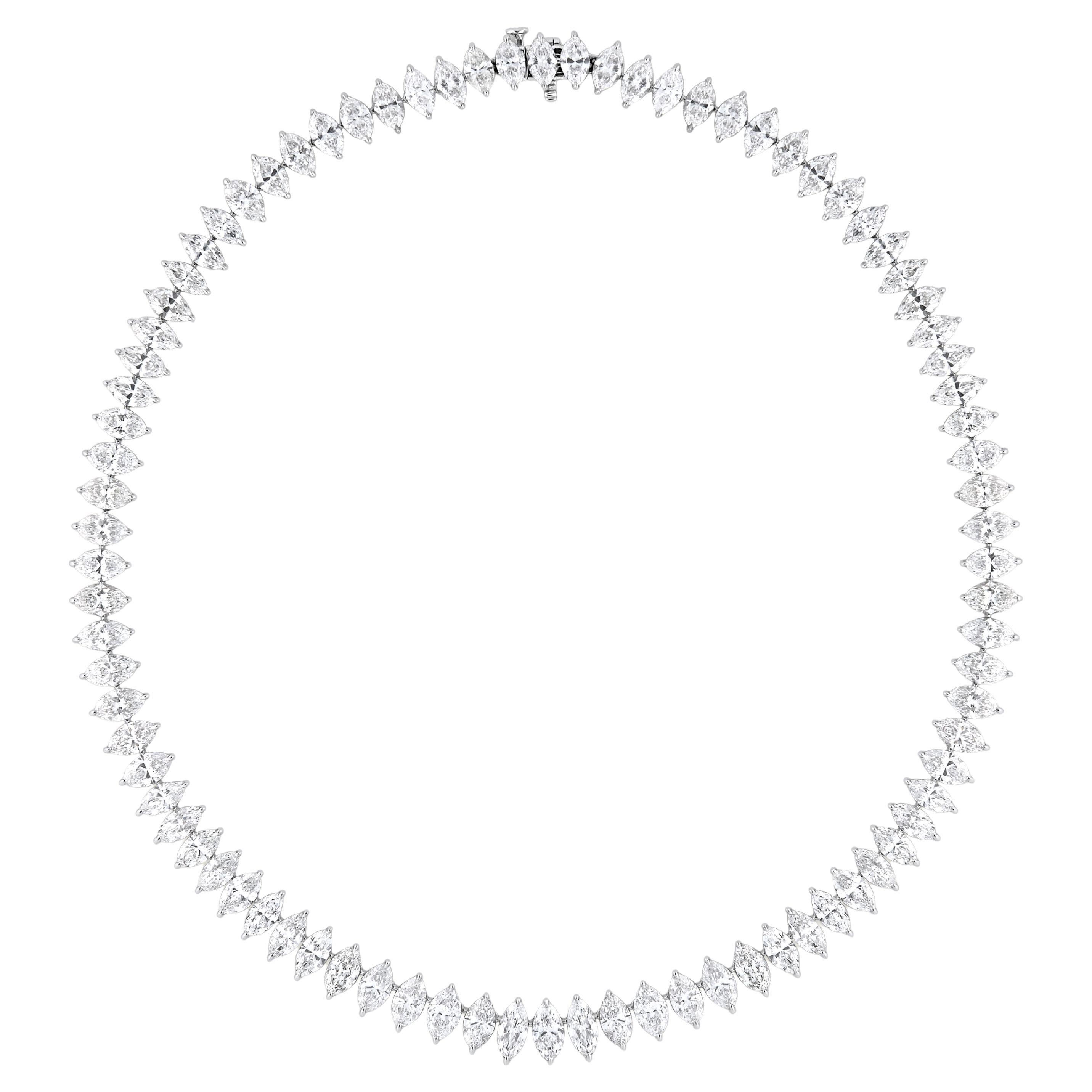 Marquise-Diamant-Tennis-Halskette 39,50 Karat