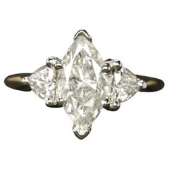 Marquise Diamond Three-Stone Engagement Ring in 14K Two-Tone Gold