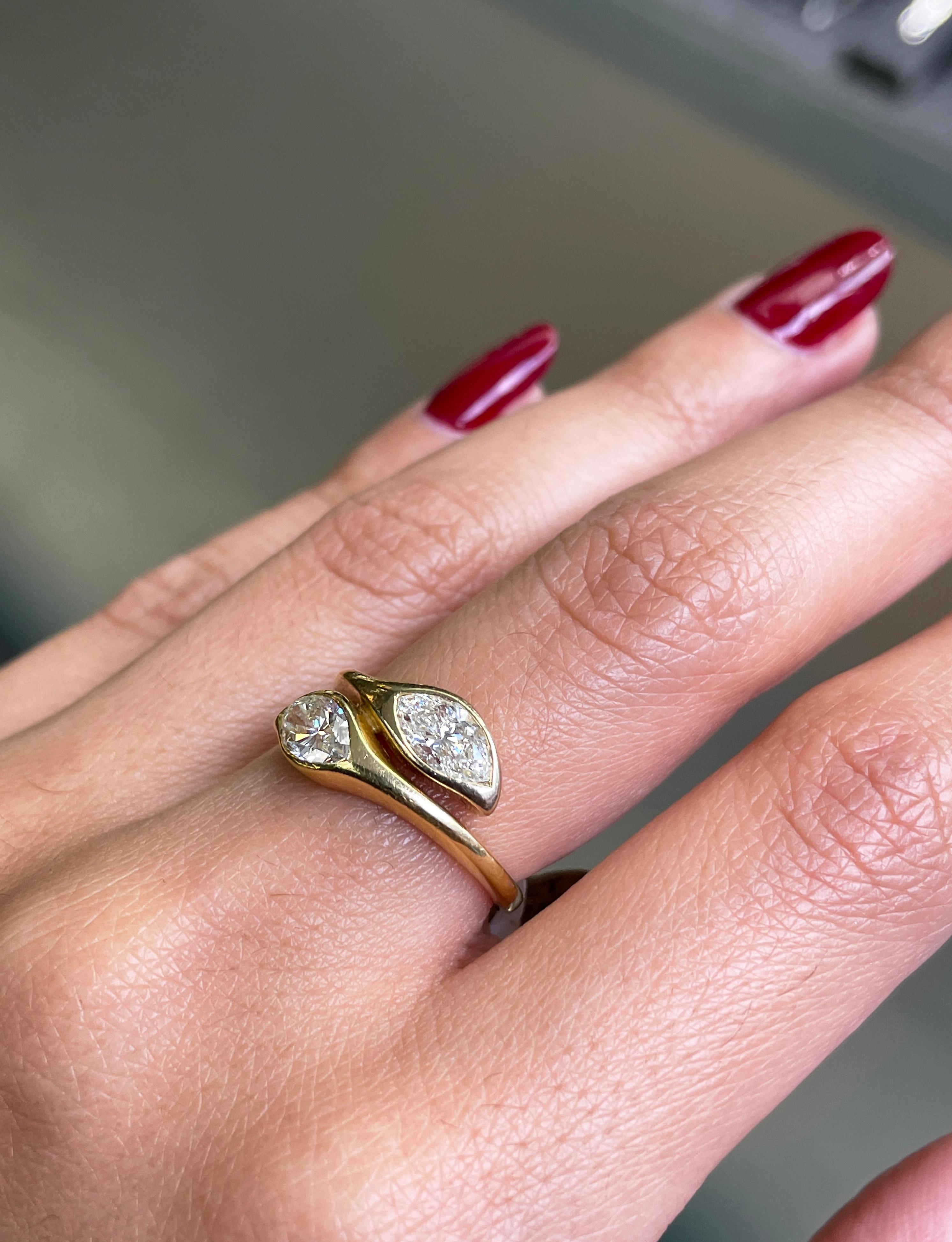 two stone diamond ring yellow gold