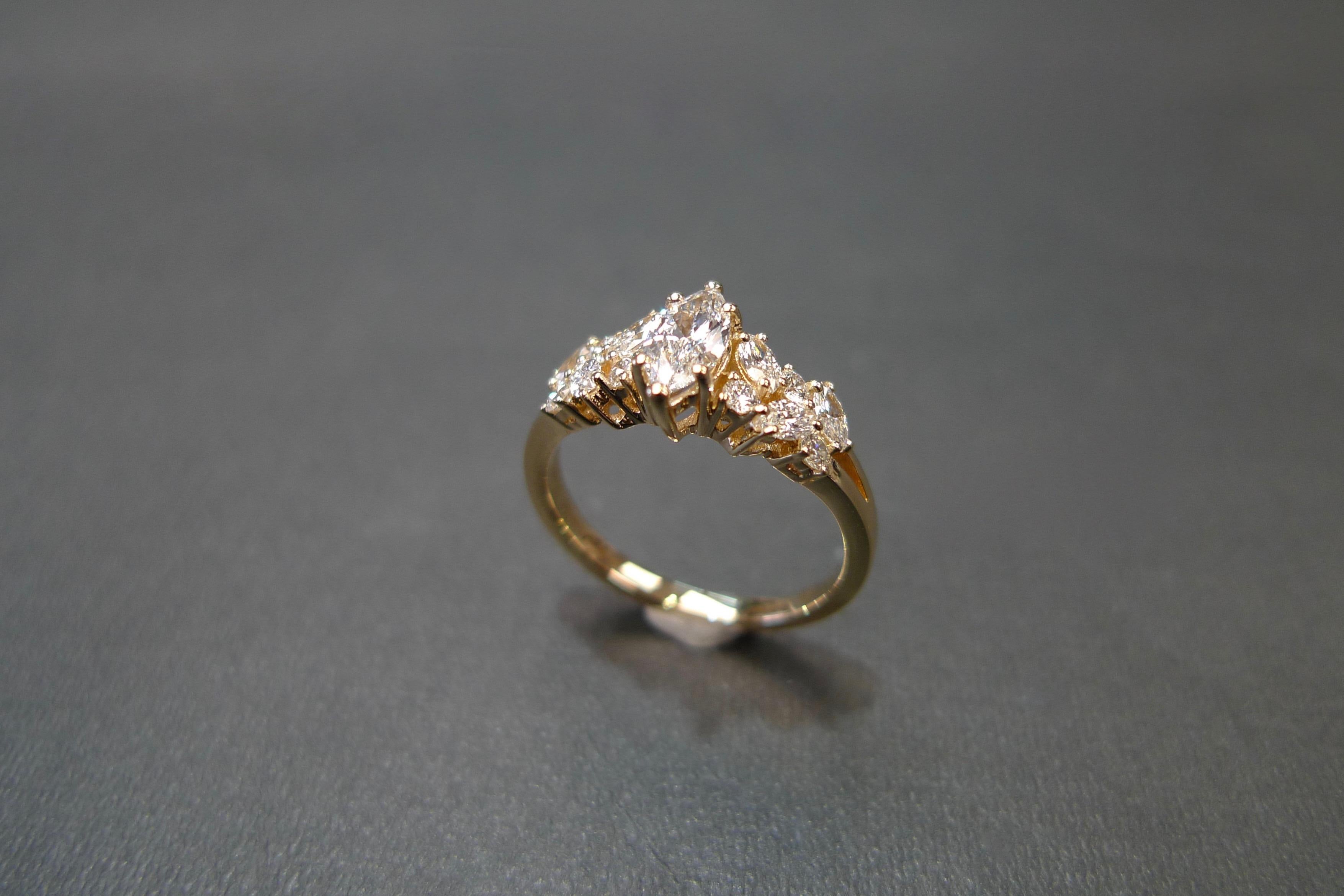 For Sale:  Marquise Diamond Unique Engagement Ring Handmade Custom Made Jewelry Rose Gold 11