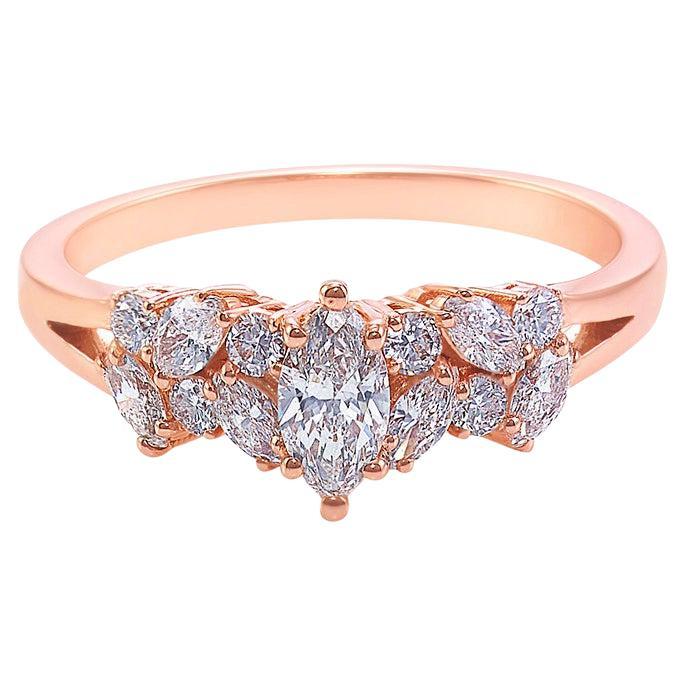 Marquise Diamond Unique Engagement Ring Handmade Custom Made Jewelry Rose Gold