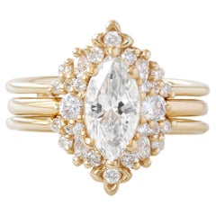 Marquise Diamant Einzigartiger Vintage-Hochzeitsring mit Isabella Orchidee-Ring