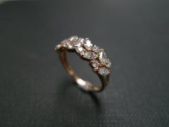 Marquise Diamond Unique Wedding Ring Band Engagement Rose Gold Handmade Jewelry