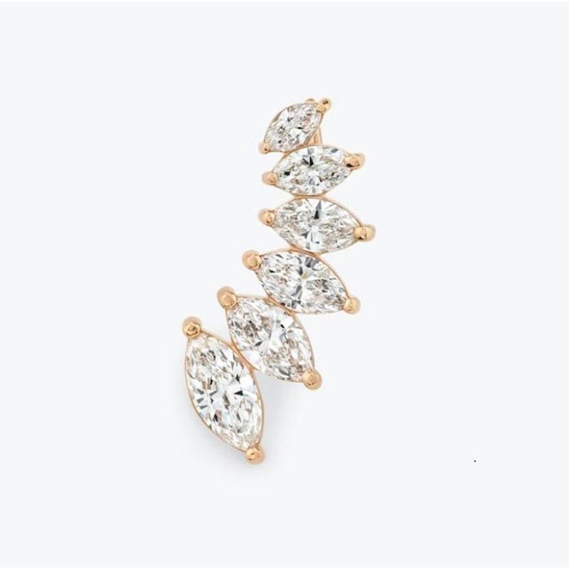 Moderno Orecchini Marquise Diamond Vine in oro giallo 18K in vendita