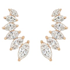 2,60 Karat Marquise-Diamant, Ohrringe im „Climber“-Stil aus 18 Karat Gelbgold mit Rankenmotiv