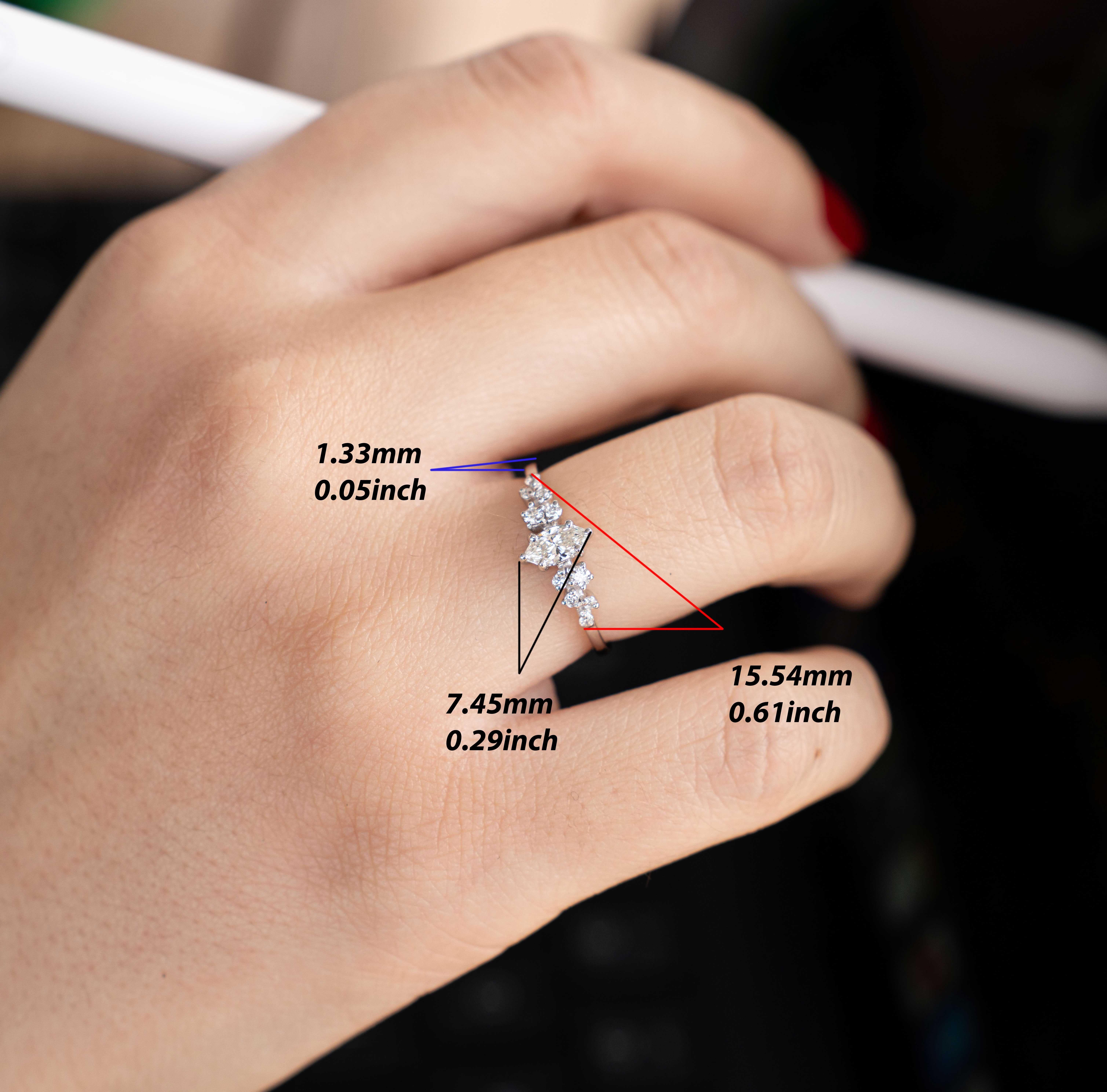 For Sale:  Marquise Diamond Vintage Engagement Ring 3