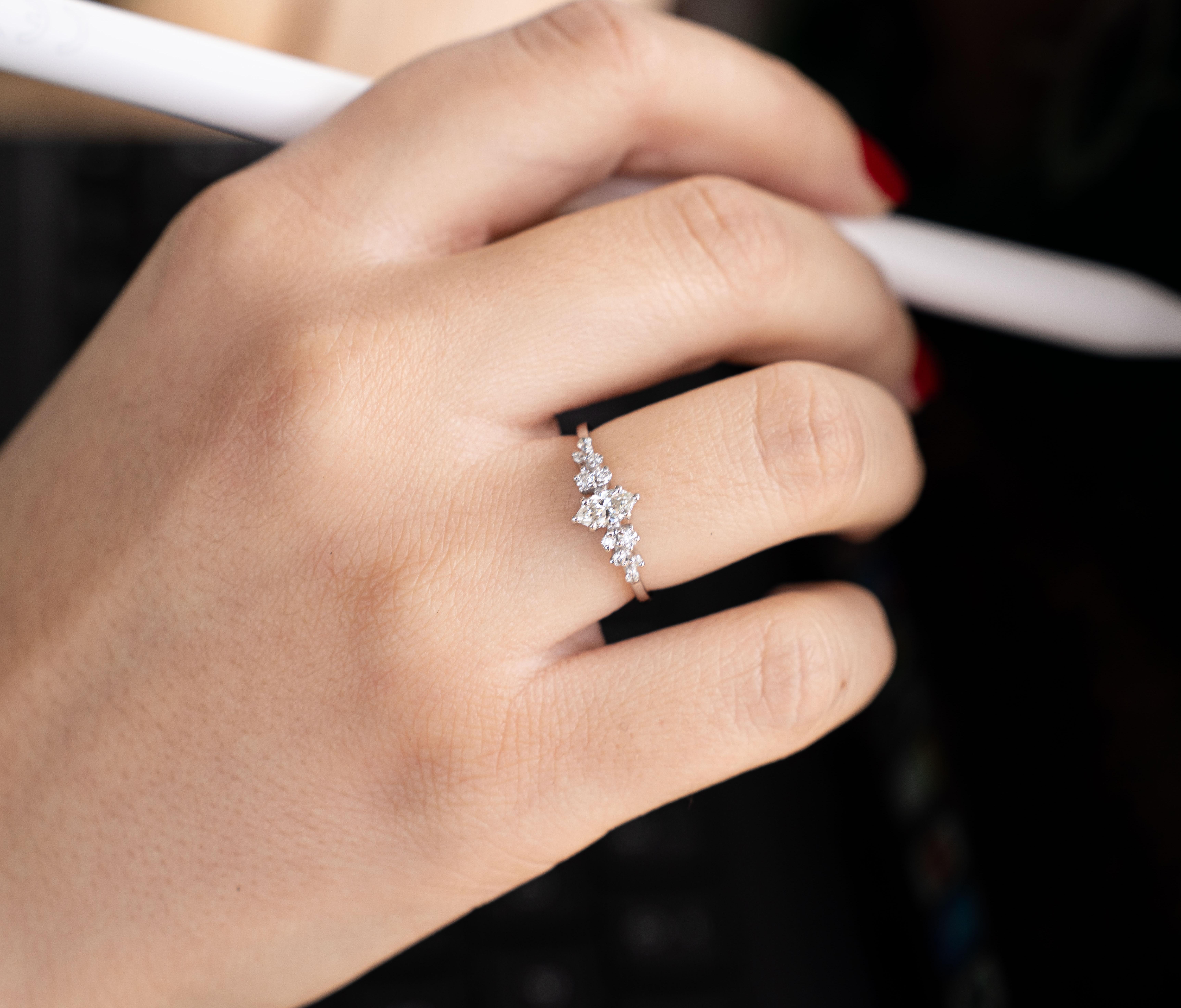 For Sale:  Marquise Diamond Vintage Engagement Ring 5