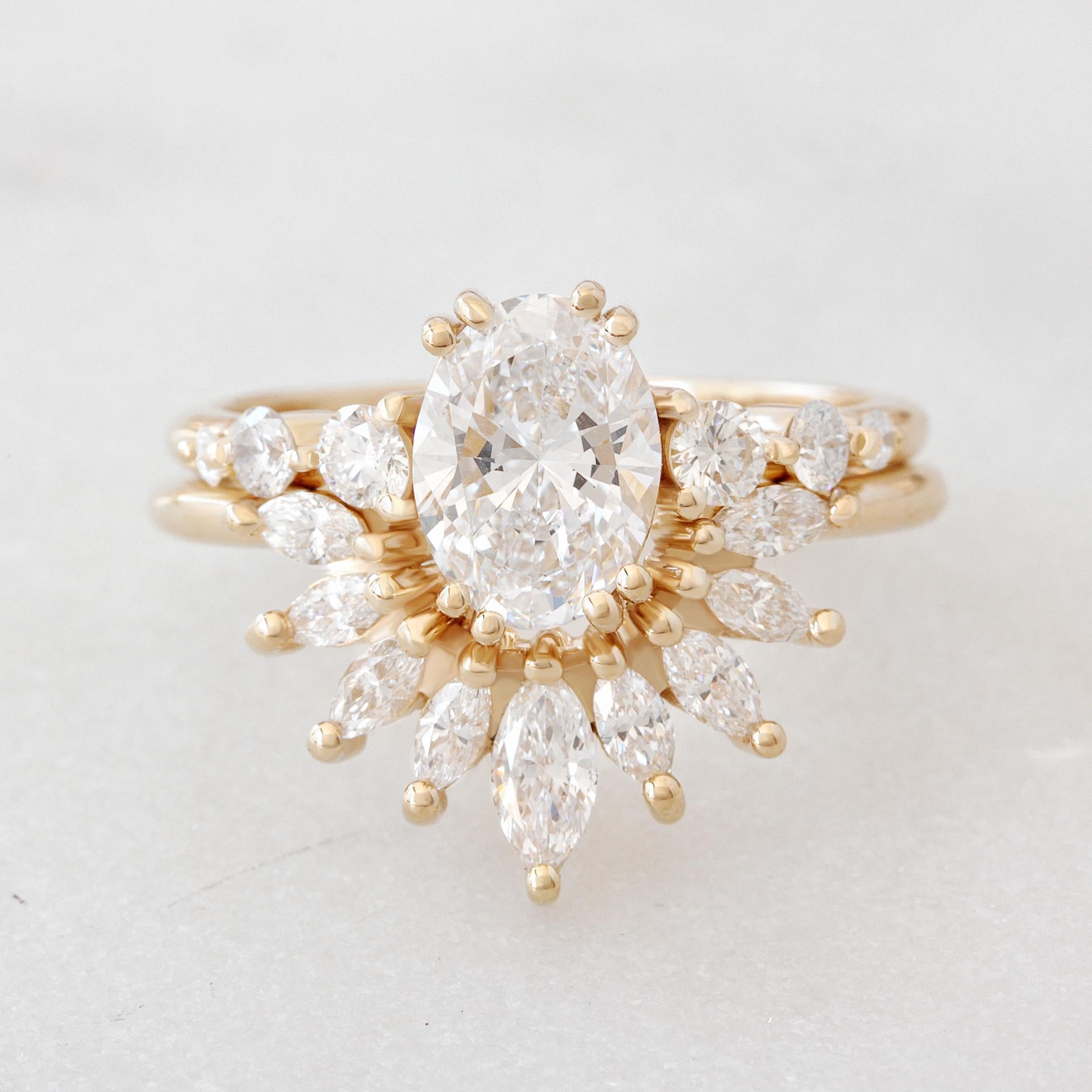 For Sale:  Marquise Diamond Wedding Curve Stacking Nesting ring Sunrise  5