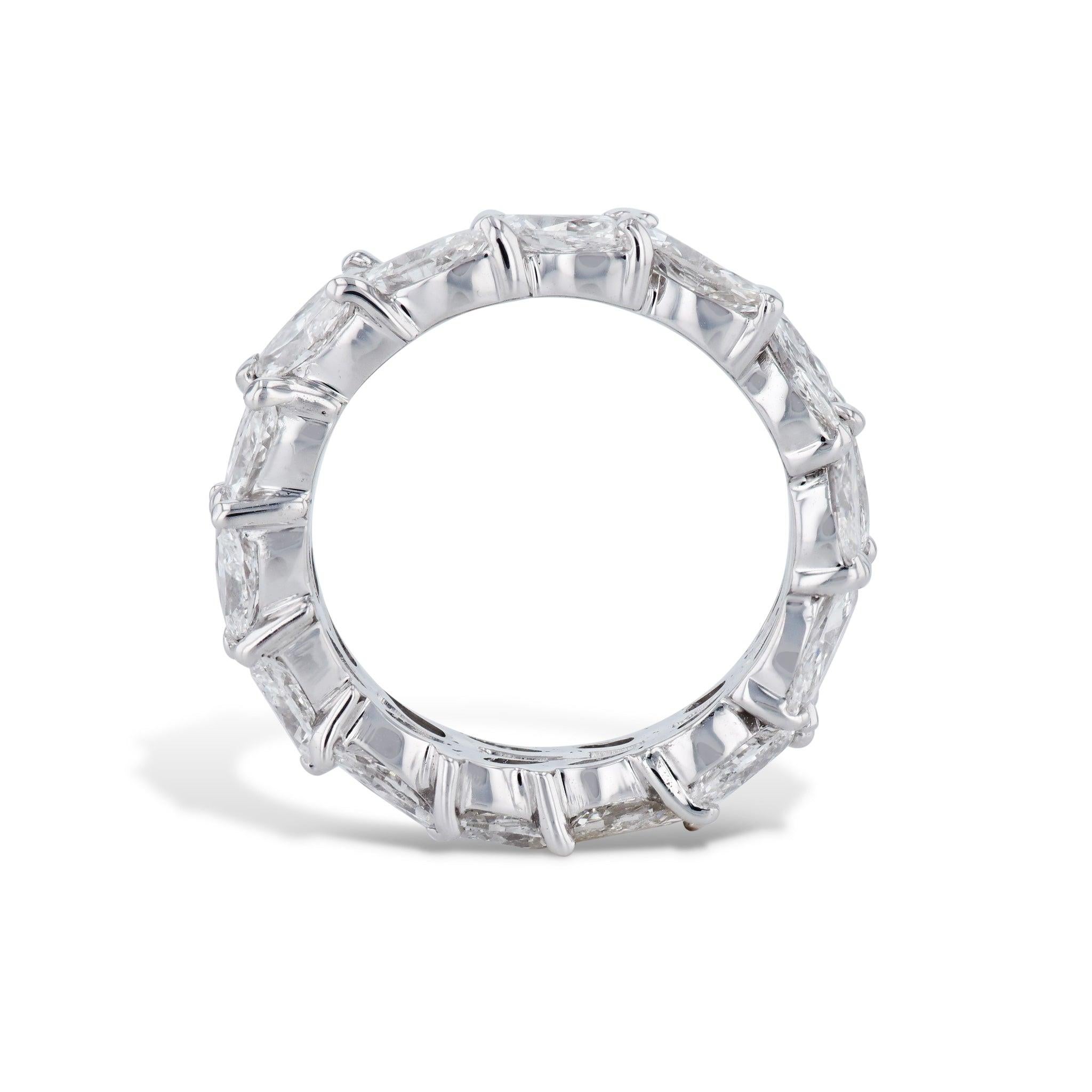 Marquise Diamond White Gold Eternity Band Estate Ring In Excellent Condition For Sale In Miami, FL