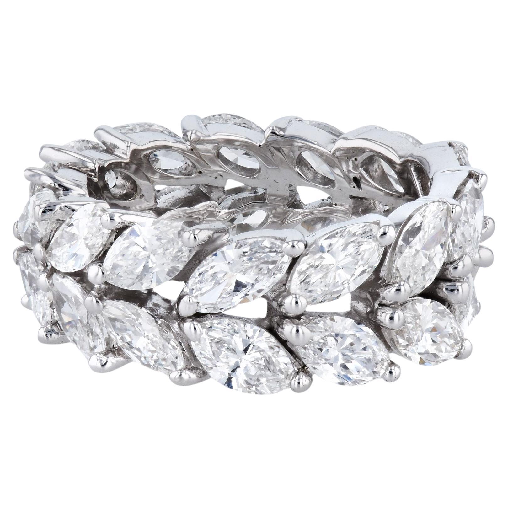 Marquise Diamond White Gold Eternity Band Estate Ring For Sale