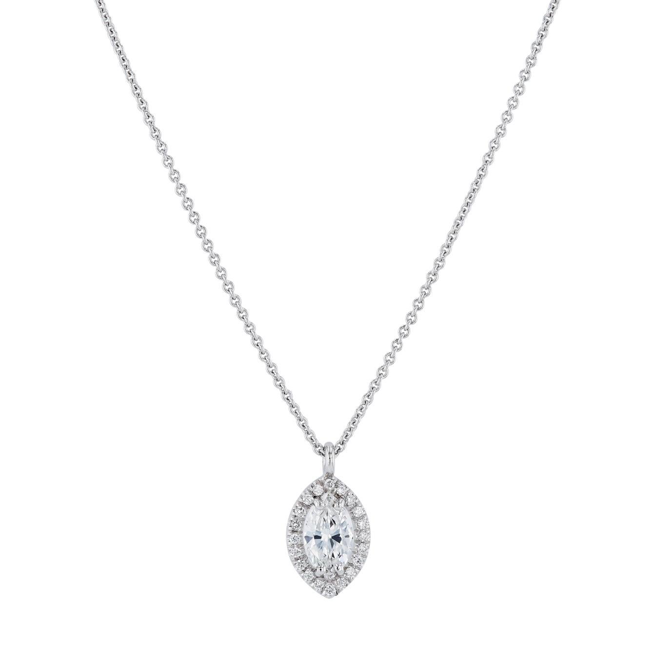 Modern Marquise Diamond White Gold Pendant Necklace For Sale