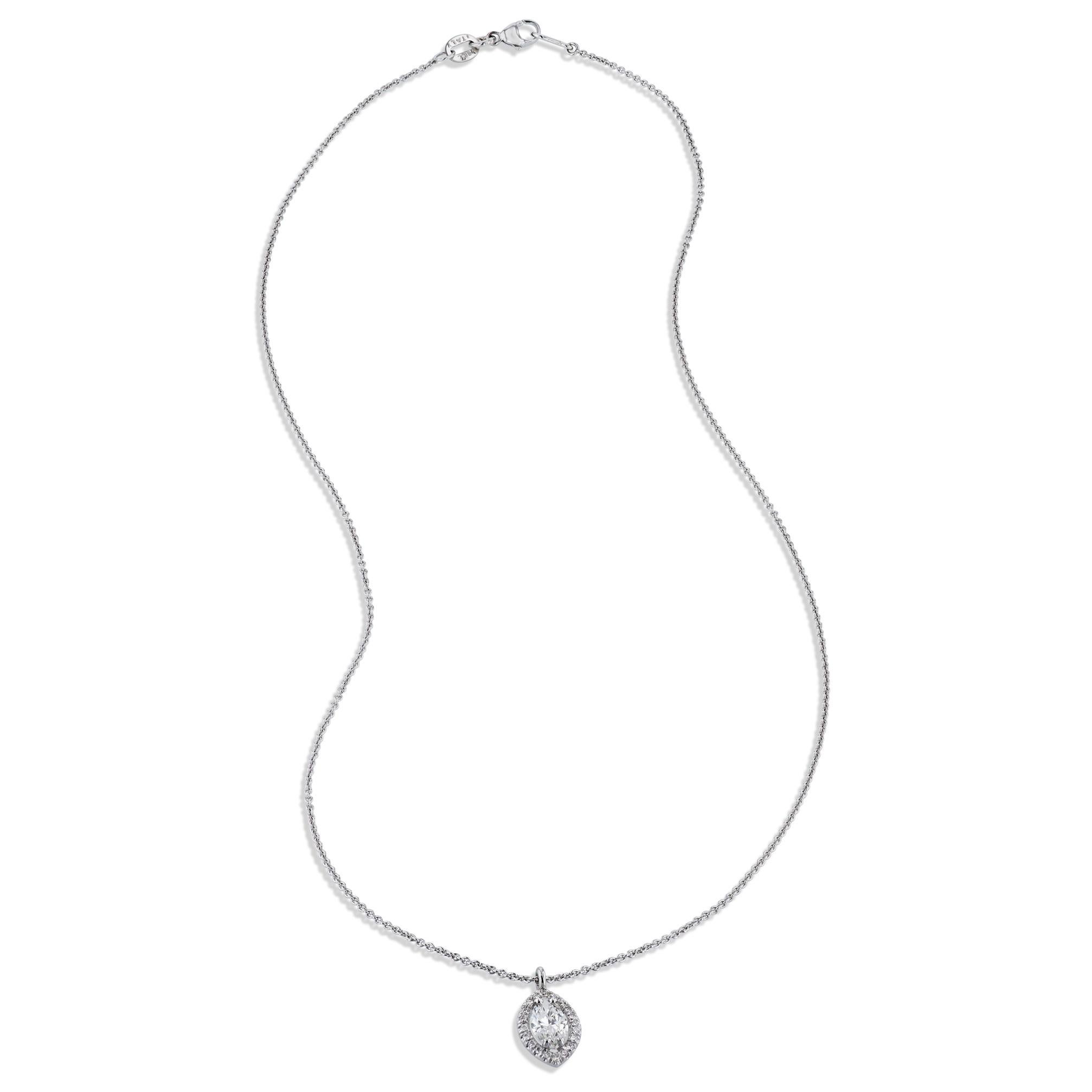 Marquise Cut Marquise Diamond White Gold Pendant Necklace For Sale