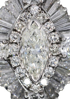 Marquise Diamond with Tapered Baguette Halo Ballerina Ring