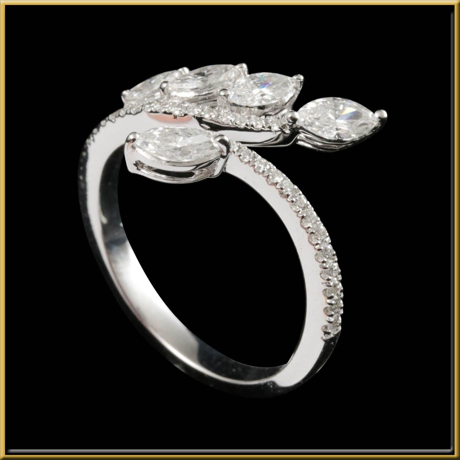 For Sale:  Marquise Diamond Wrap Around Graduating Half Eternity Ring in 18 Karat Gold 2