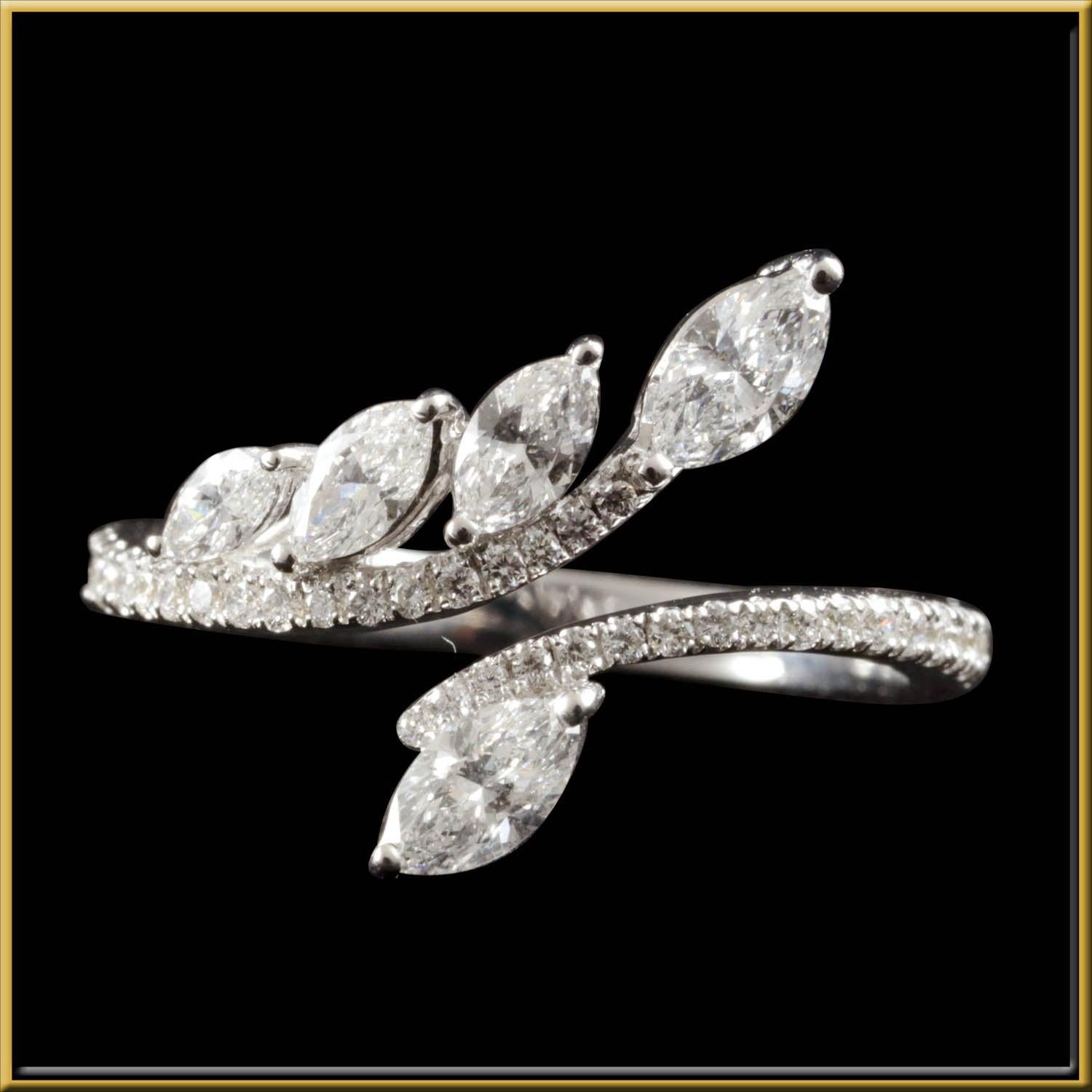 For Sale:  Marquise Diamond Wrap Around Graduating Half Eternity Ring in 18 Karat Gold 3