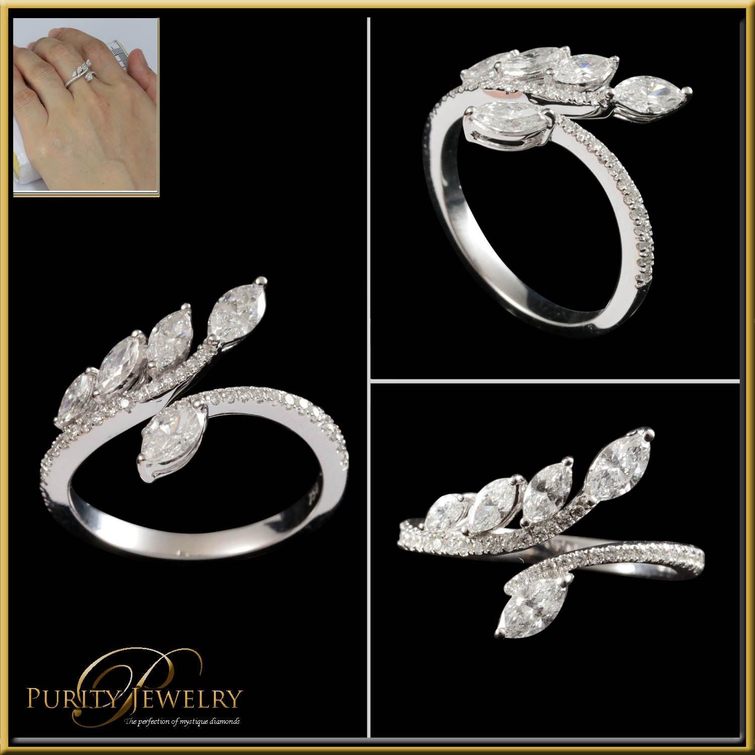 For Sale:  Marquise Diamond Wrap Around Graduating Half Eternity Ring in 18 Karat Gold 4