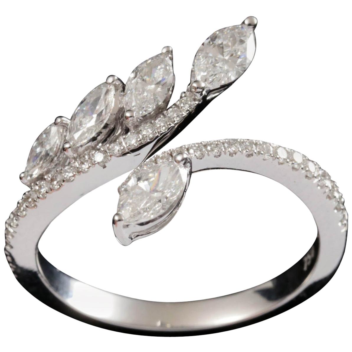 For Sale:  Marquise Diamond Wrap Around Graduating Half Eternity Ring in 18 Karat Gold