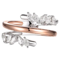 Bague enveloppante de diamants marquise en or rose et blanc 18 carats