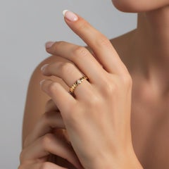 Marquise Diamond Zigzag 14K (or 18k upon request) Yellow Gold Band Ring