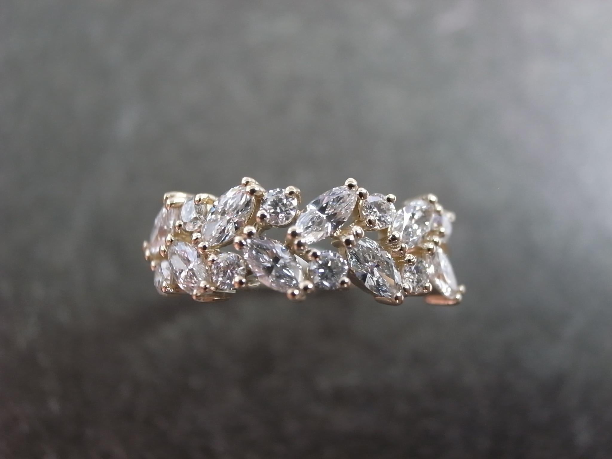 For Sale:  Marquise Diamonds and Round Diamond Unique Engagement Wedding Band Ring 4
