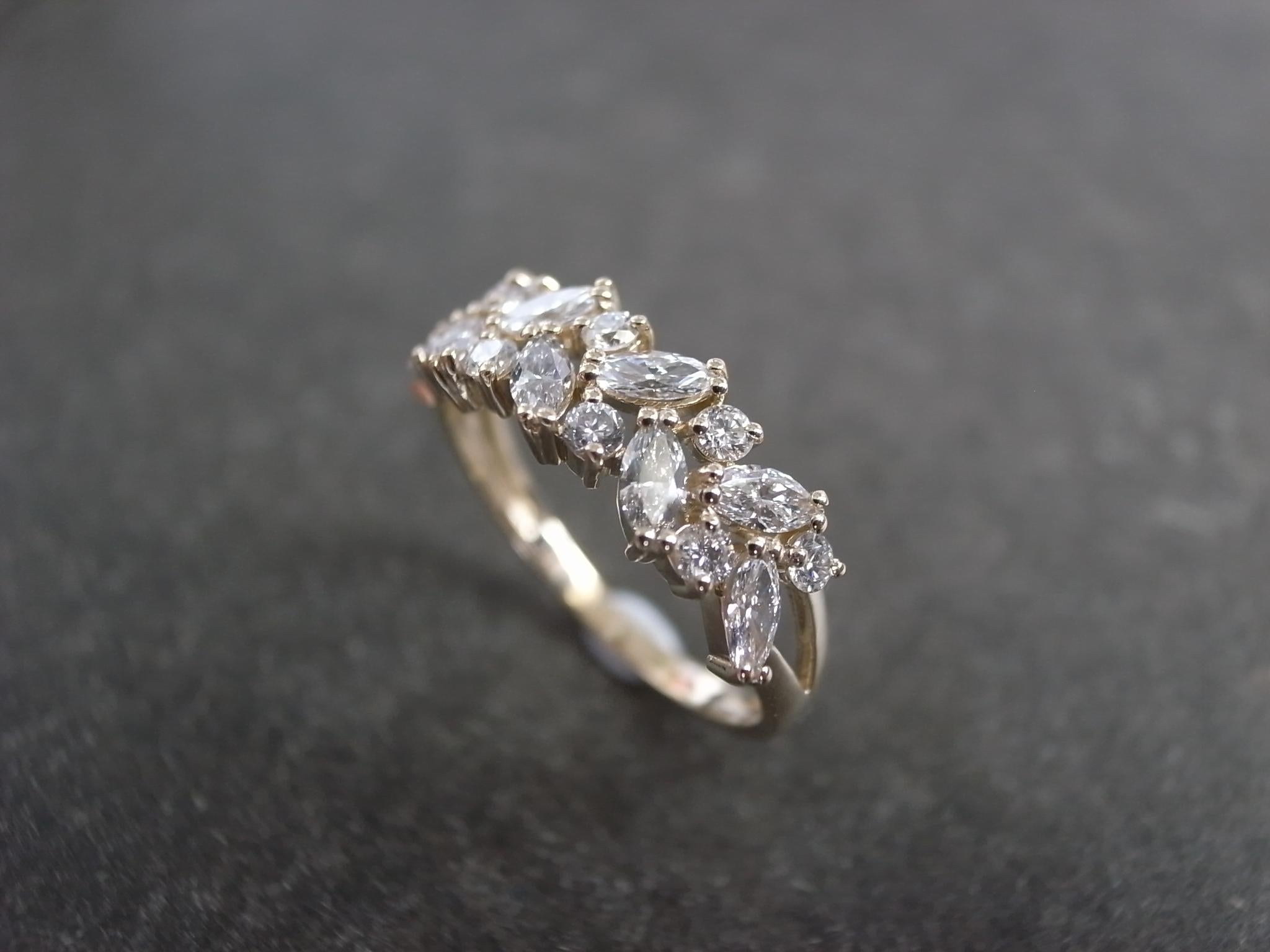 For Sale:  Marquise Diamonds and Round Diamond Unique Engagement Wedding Band Ring 7