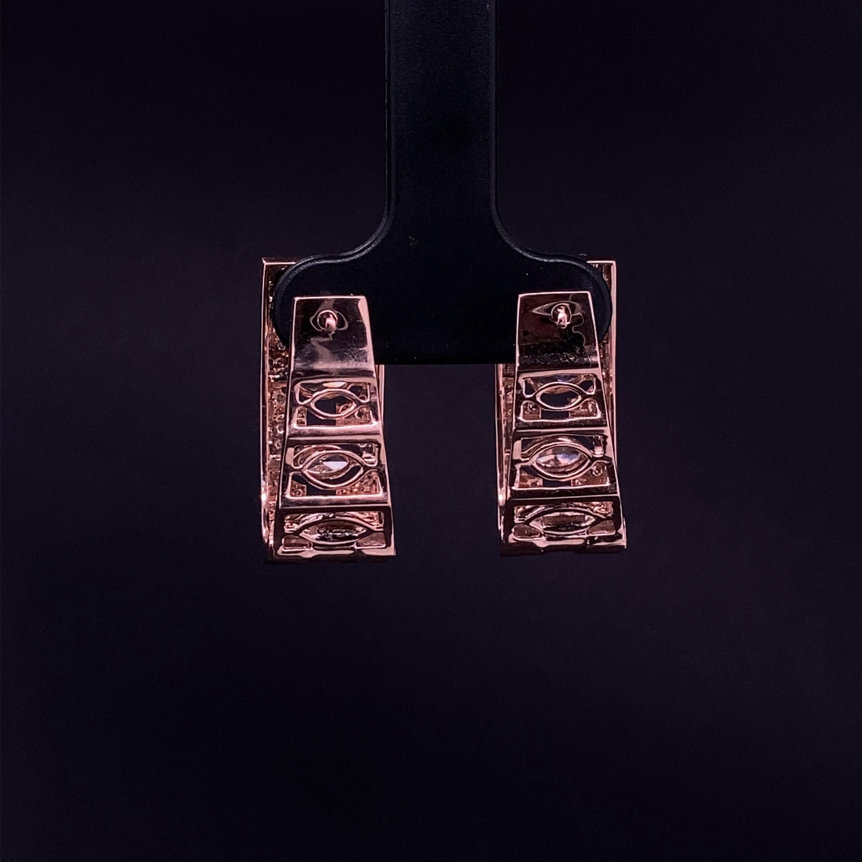 Marquise-Diamanten-Bar Plug-Ohrringe aus 18 Karat massivem Gold im Angebot 1