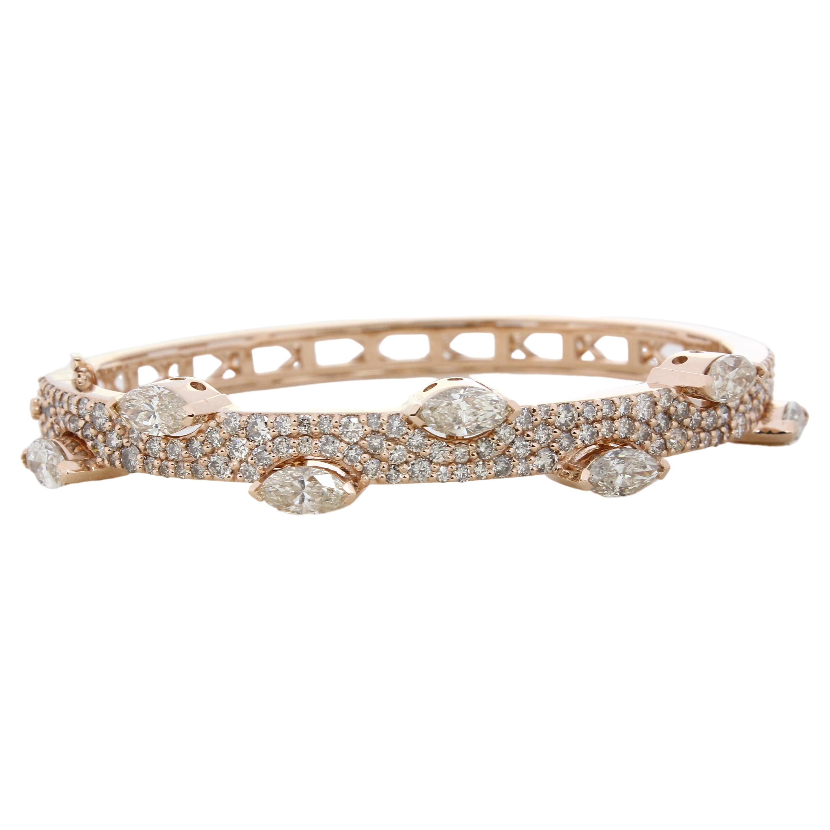Marquise Diamonds Bracelet in 18k Solid Gold