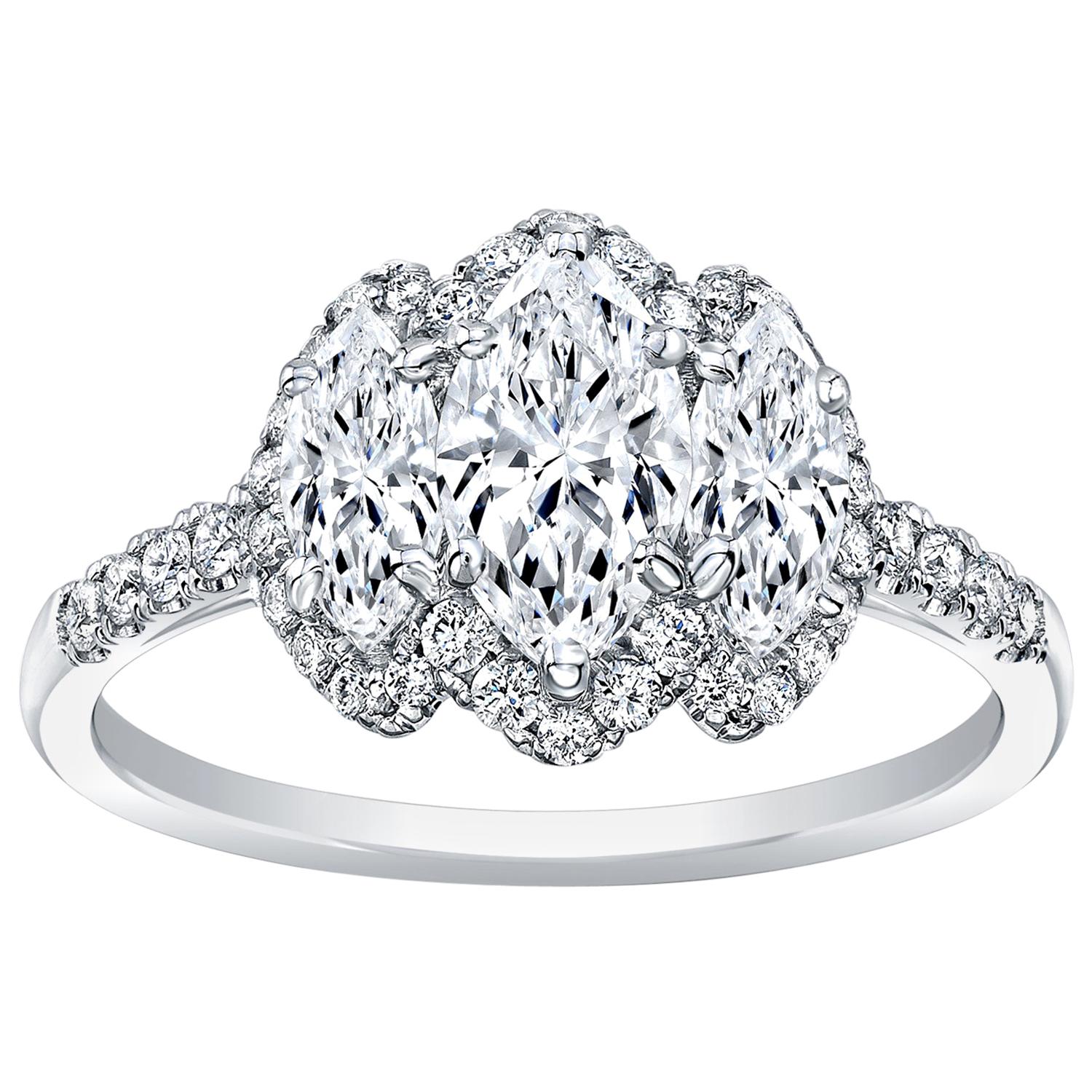 Marquise Diamonds Engagement Ring For Sale