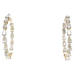 Marquise Diamonds Hoop Earrings in 18K Solid Gold