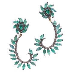 Marquise Emerald and Diamond Chandelier Dangle Earrings