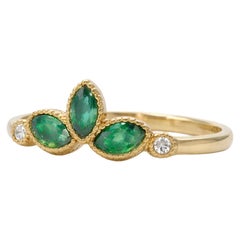 Marquise Emerald & Diamond Trio Ring