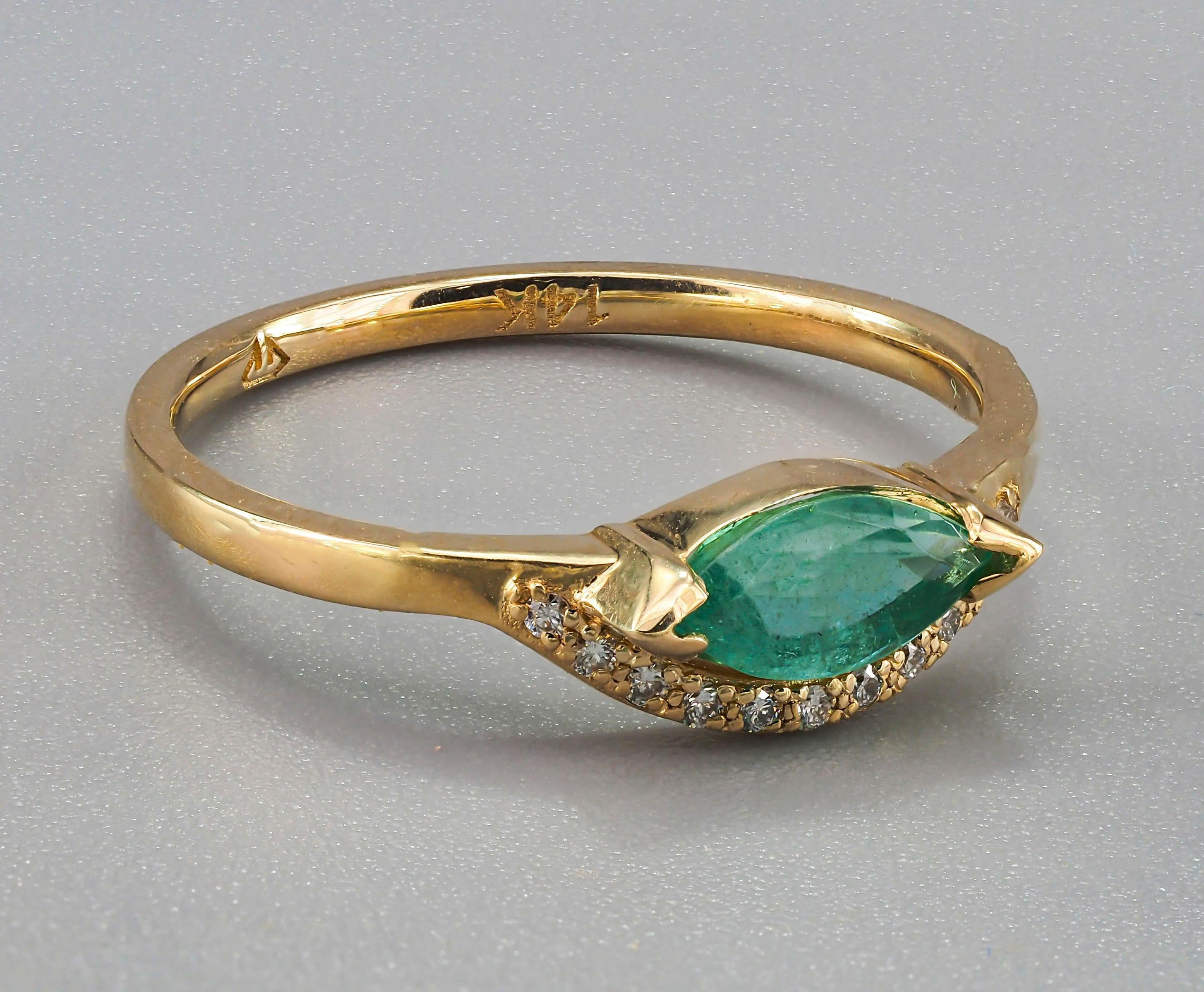 Men's Marquise Emerald Ring.  For Sale