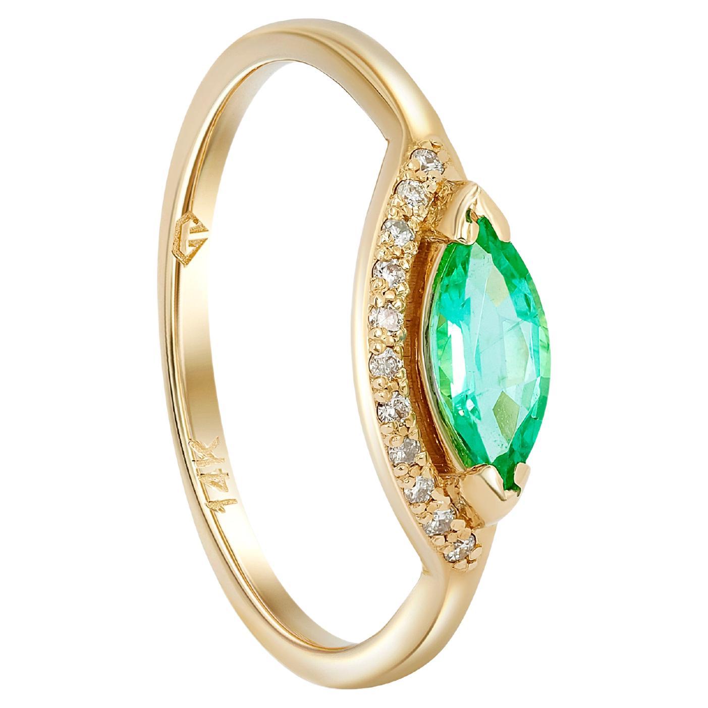 Marquise Emerald Ring.  For Sale