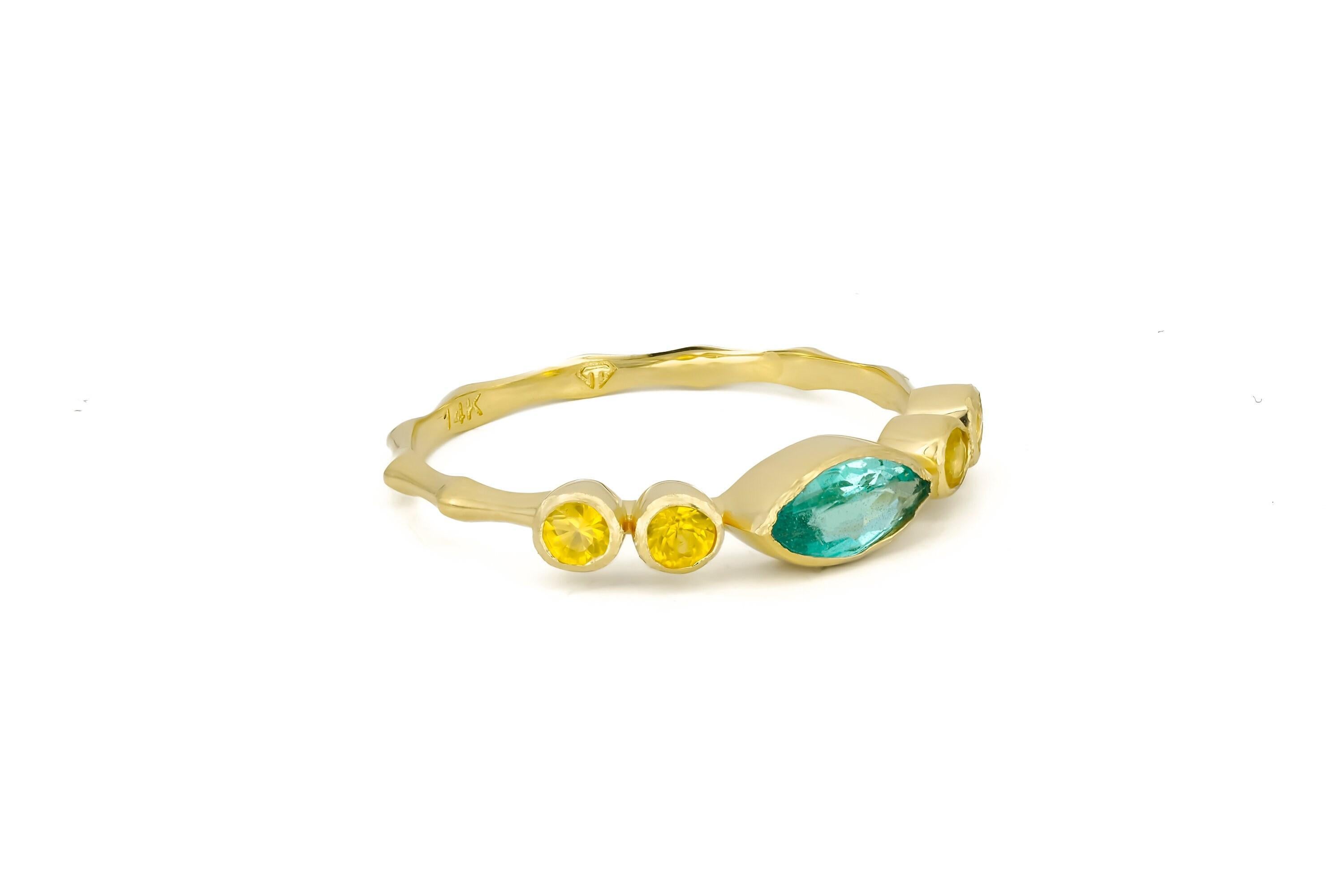 Marquise-Smaragdring aus 14k Gold mit Smaragd (Moderne) im Angebot