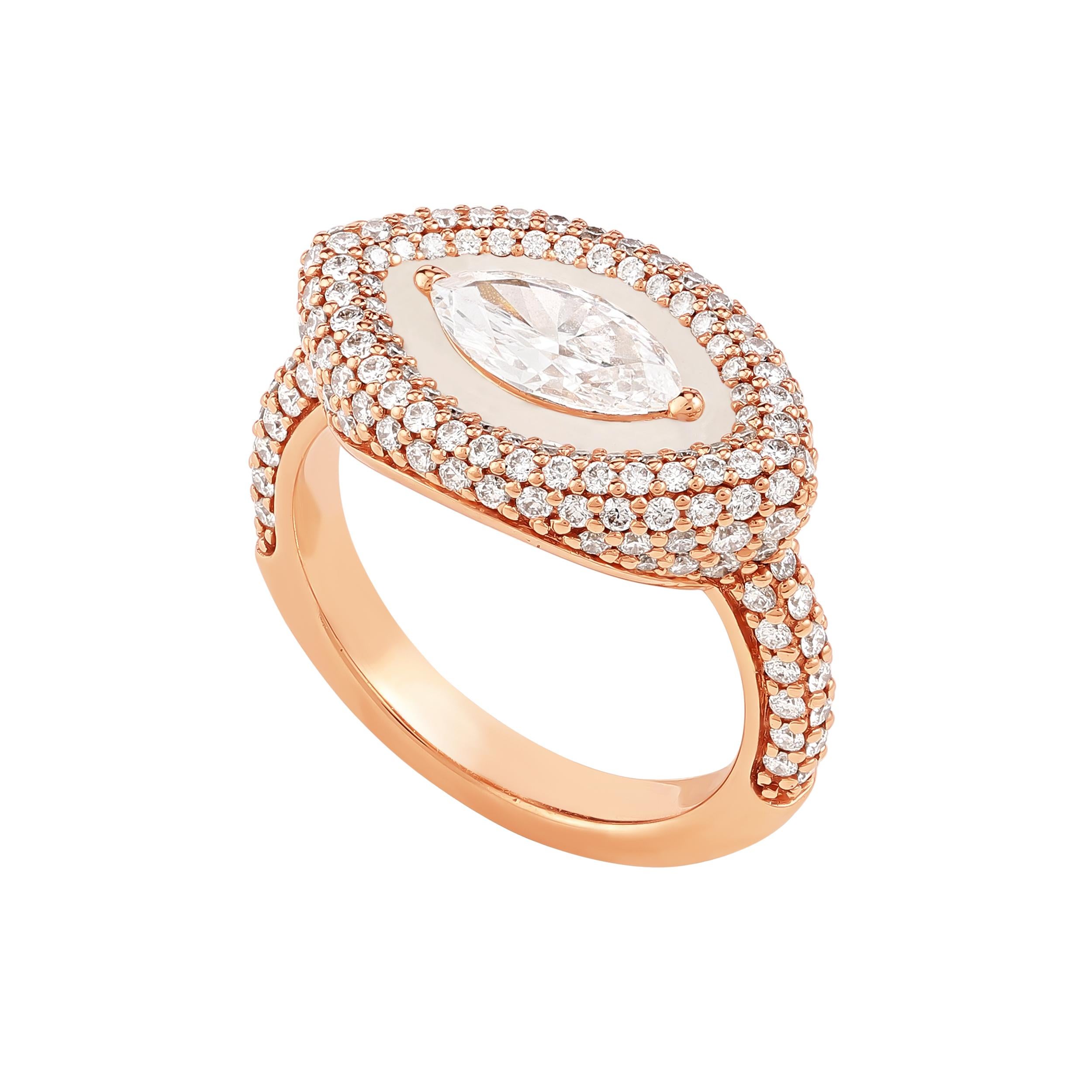 For Sale:  Marquise Enamel Pinky Ring, Cocktail Ring 2