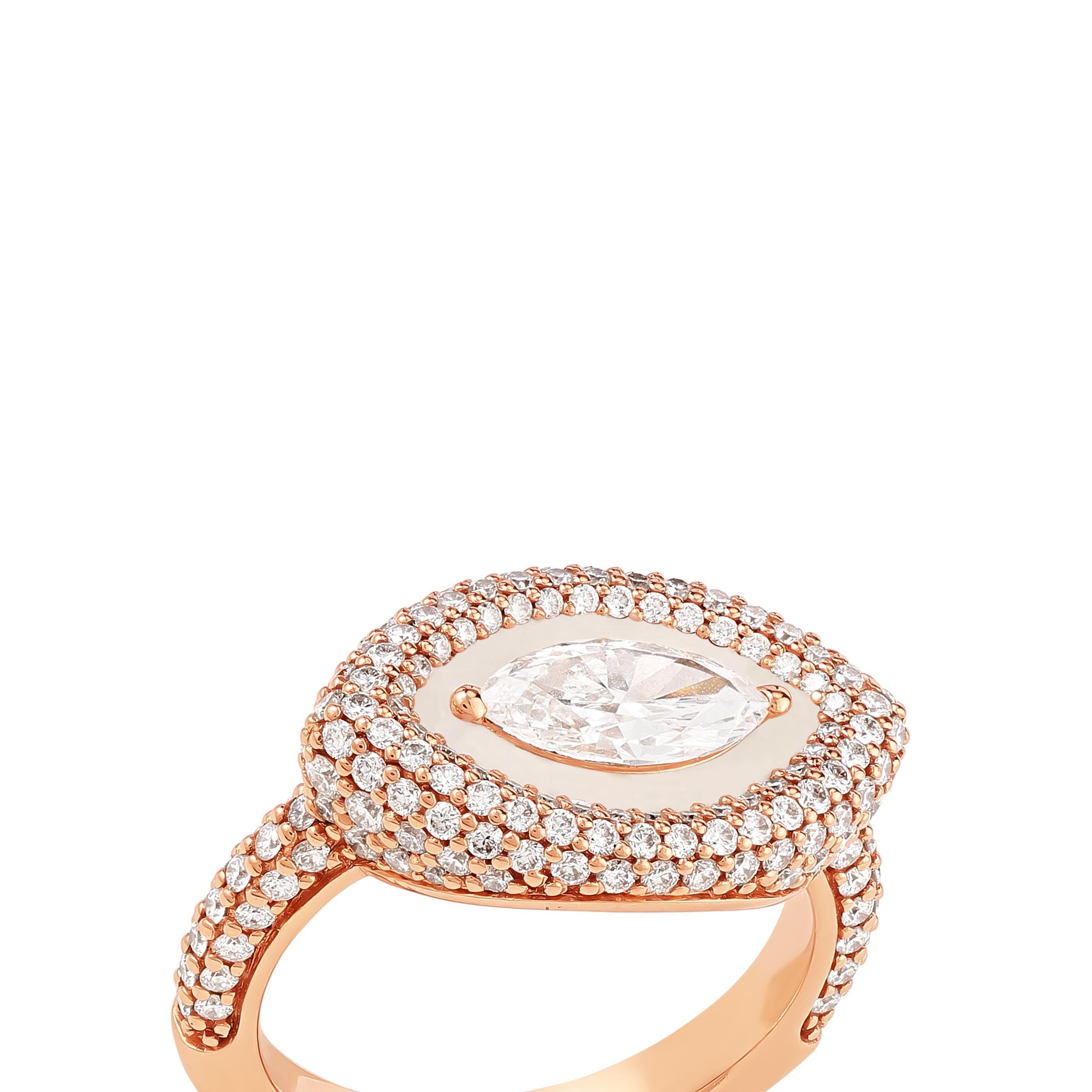 For Sale:  Marquise Enamel Pinky Ring, Cocktail Ring 3