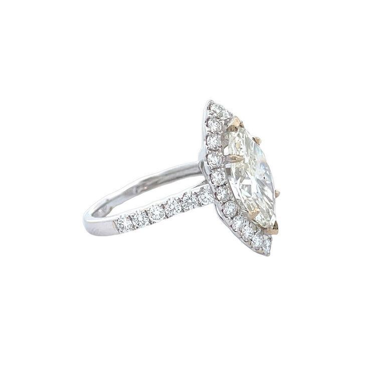 Modern Marquise Engagement Ring 3.00ct D.75ct 18k WG For Sale