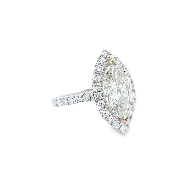 Marquise Cut Marquise Engagement Ring 3.00ct D.75ct 18k WG For Sale