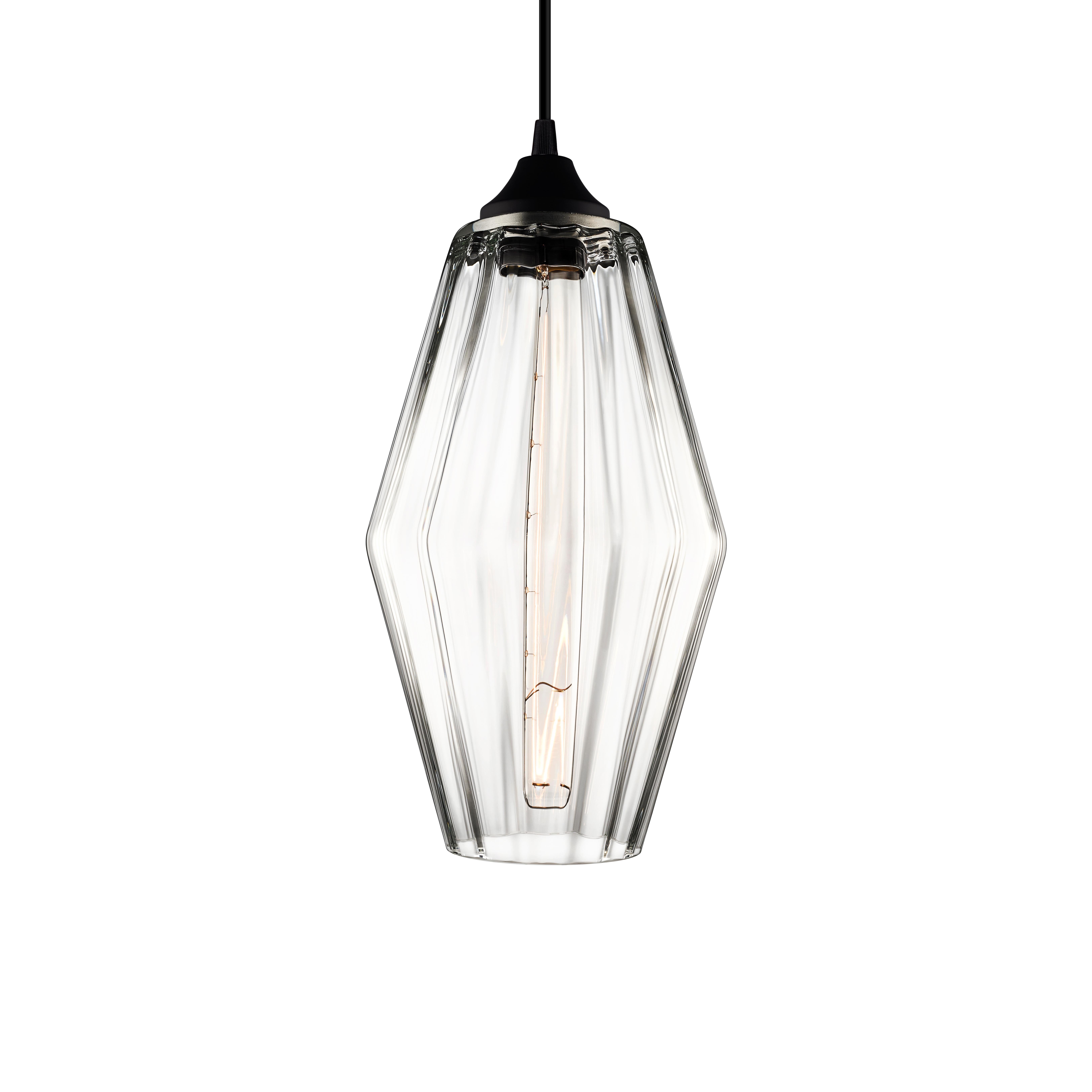 Marquise Fig Handblown Modern Glass Pendant Light, Made in the USA In New Condition For Sale In Beacon, NY