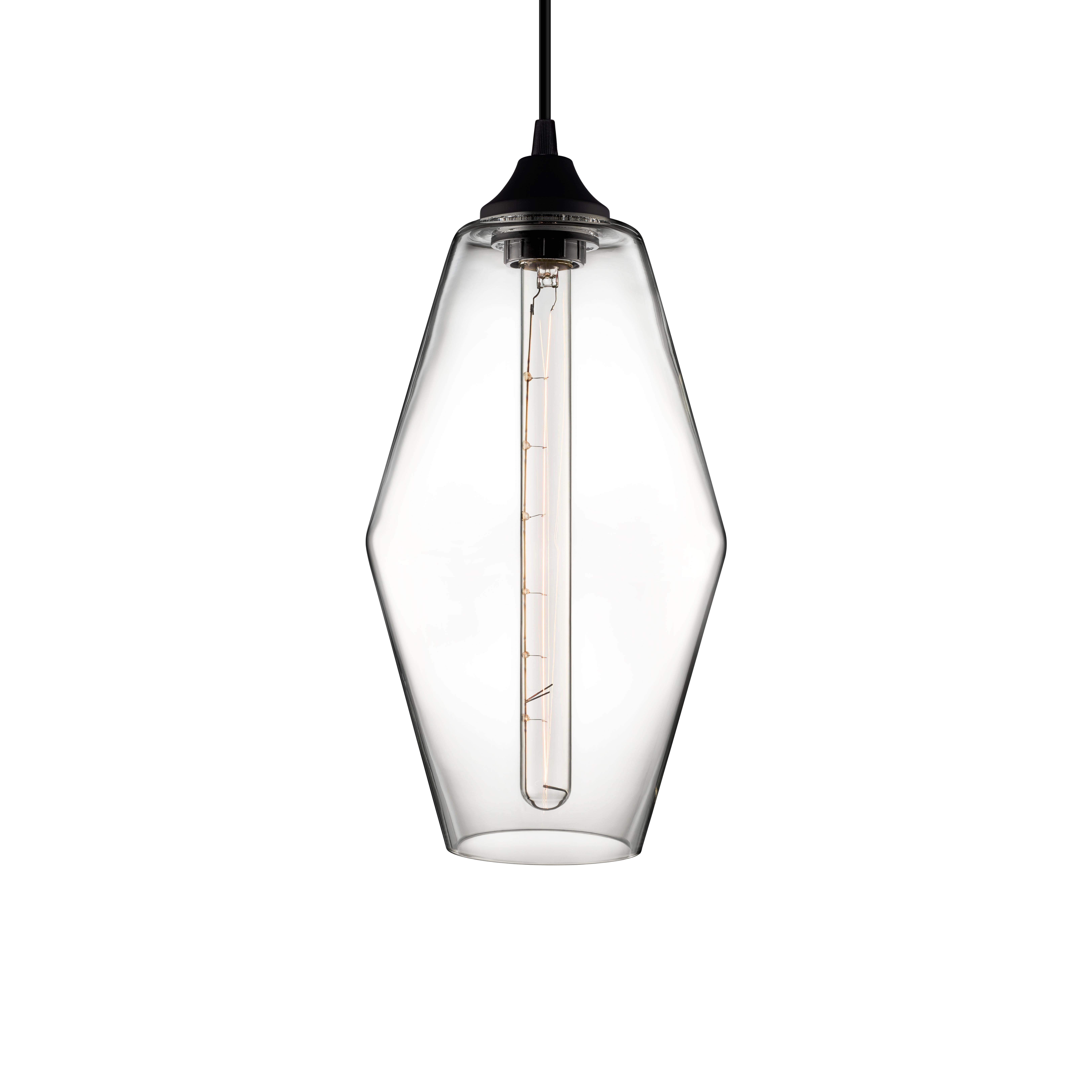 Blown Glass Marquise Fig Handblown Modern Glass Pendant Light, Made in the USA For Sale