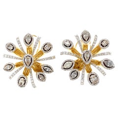Marquise Flower Natural Diamond Earrings in 14K Solid Gold (Certified)
