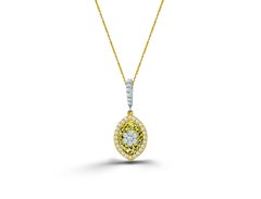 18K Solid Gold Marquise Gold Pendant with 0.45 Carats Diamonds in