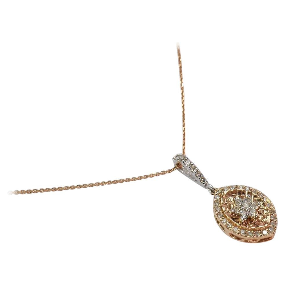 18 Karat Gold Pendant Necklace Two Tone White Gold Rose Gold Diamond ...
