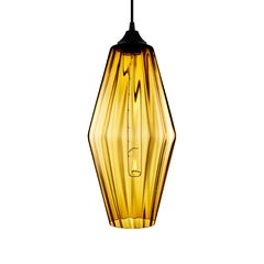 Marquise Grand Amber Optique Handblown Modern Glass Pendant Light, Made in USA